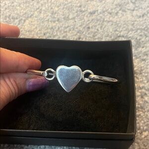 Sterling Silver heart cuff bracelet Small